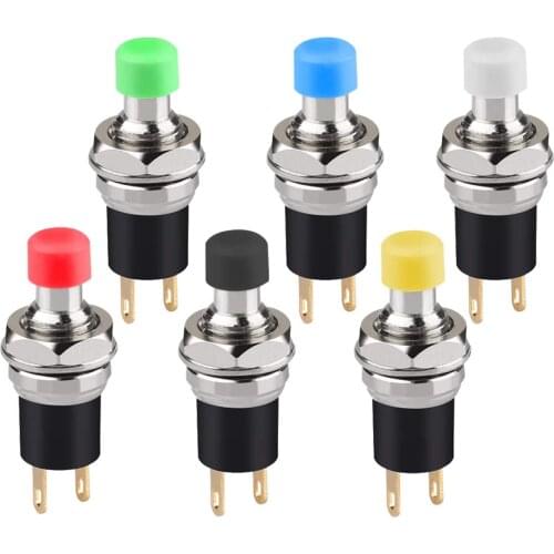 6Pcs Self-Locking SPST Latching Type Dash ON/Off Push Button Switch AC 250V/3A 6 Colors