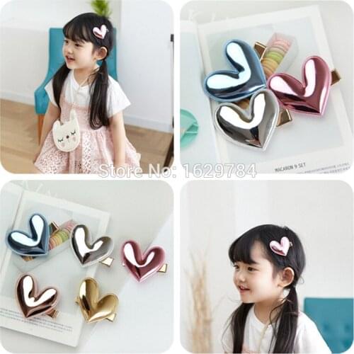 Boutique 30pcs Fashion Cute Glitter PU Heart Hairpins Solid Kawaii Cartoon Hair Clips Princess Headwear Hair Accessories