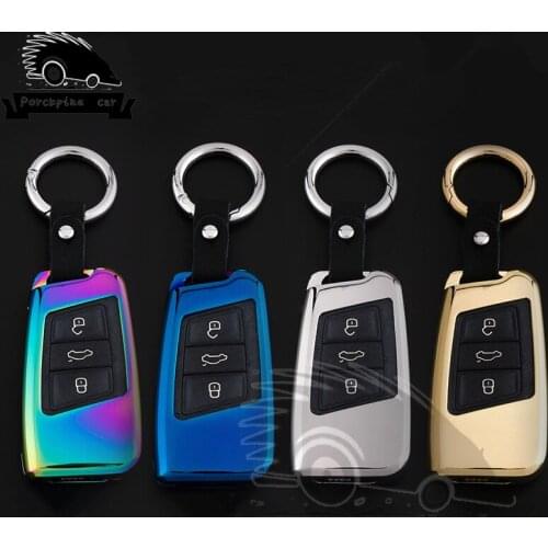 3 Buttons Zinc alloy Remote Key Cover Car Style For Volkswagen VW B8 Passat Magotan Skoda A7 Fob Skin Cover Case Holder Bag