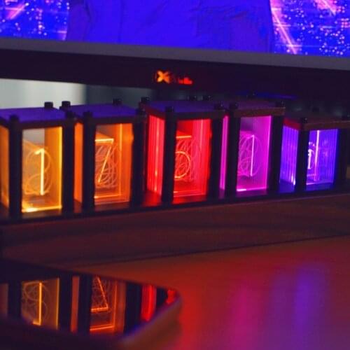 Digital Clock 6 Bit RGB Electronic Retro Glow Nixie Tube Time Display Decoration Gift Desk Clock