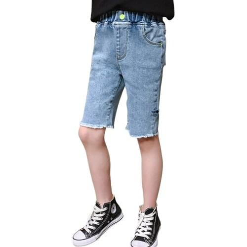 Jeans Girl Hole Girl Short Jeans Child Summer Trousers For Children Casual Style Childrens Clothing 6 8 10 12 14