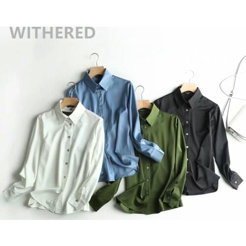 Dave&Di england style office lady elegant high quality satin blouse women blusas mujer de moda 2020 regular shirt womens tops