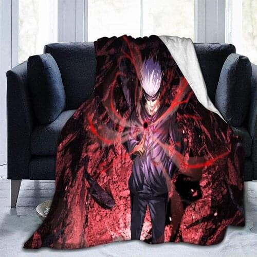 Jujutsu Kaisen Blanket Anime Flannel Blanket Gojo Satoru Throw Blanket Super Soft Bedroom Travel and Camping Blanket