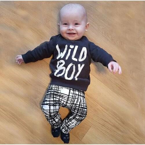 Fashion baby boy clothes long sleeve letters t-shirt + pants infant 2pcs suit newborn baby boy clothing sets