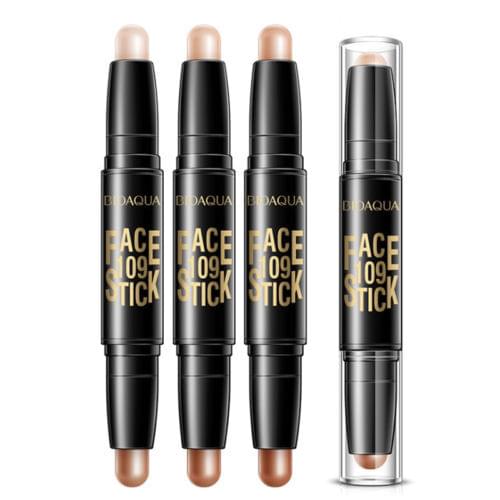 Double Head 3D Bronzer Highlighter Stick Face Makeup Concealer Pen Foundation Stick Cream Texture Contour Pencil