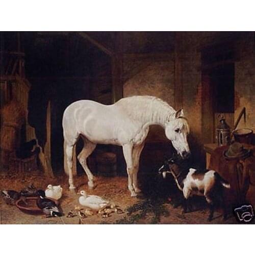 High art oil painting:Horse Goat Duck 24x36