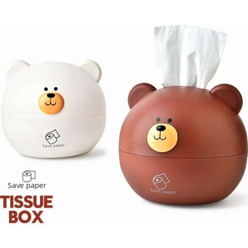 Cute bear tissue box Nordic Roll paper storage box Round Shaped Tissue Box Container Towel Napkin Tissue Holder