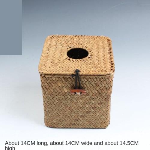 Pure handmade bamboo tissue box antique fine woven suction box vehicle tissue box Square seaweed