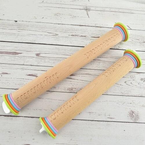 Creative Food Grade Wood Adjustable Rolling Pin with Removable Rings Fondant Paste Cake Dough Roller Bakeware Baking Pastry Tool