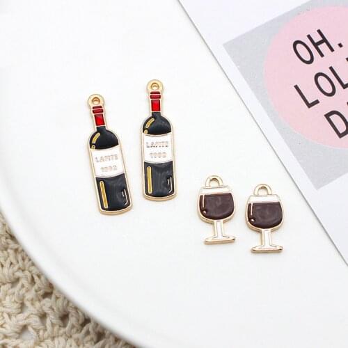 Fashion 10Pcs Red Wine Goblet Charms Handmade Alloy Pendant For DIY Jewelry Making Necklace Earrings Accessories Wholesale