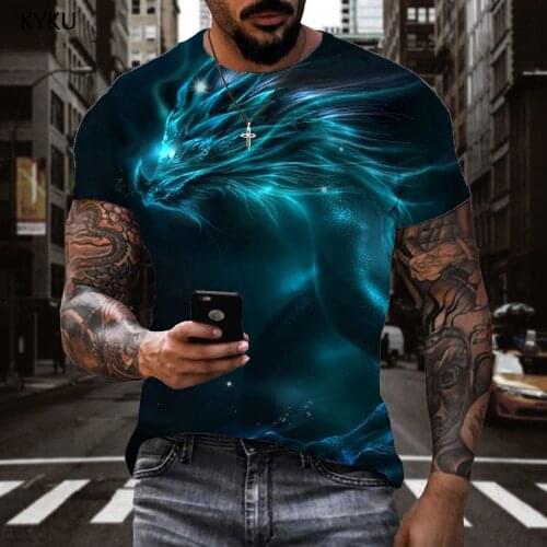 KYKU Brand Dragon T-shirt Men Animal Shirt Print Harajuku Funny T shirts Hip Hop Tshirts Casual Tshirt Printed Short Sleeve