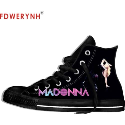 Mens Casual Shoes Black Madonna Band Metal Music Fashion Cool Street Breathable Brand Classic Canvas Shoes