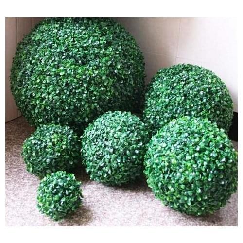 New Arrival Artificial Plastic Silk Fabric Green Flower Grass Plant Ball For Garden Home Decor Wedding Christmas Bar Party Decor
