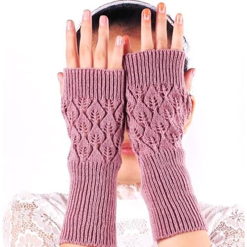 New Winter Gloves Women Elegant Knited Acrylic Warm Long Fingerless For Girl Wristband Ladies Half Finger Gifts Gloves