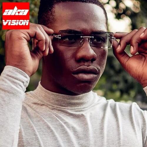 AKA VISION 2021 Rimless Sunglasses Men High Quality Square Eyeglasses for Women/men Luxury Glasses Men Gradient Shades for Women