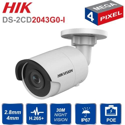 Original hikvision English DS-2CD2043G0-I 4MP Network IP bullet IR POE camera SD Card Slot H.265 H.264 indoor and outdoor