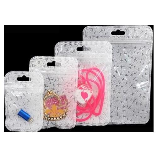 50pcs Free Shipping White clear Plastic Phone Case Packaging Bag Small Ziplock Bag Self Seal Reclosable Packing Pouch for Socks