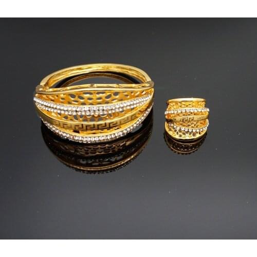 Gold plating jewelry sets new designs wedding fine jewelry sets FASHION women bangel ring NEW design bracelet