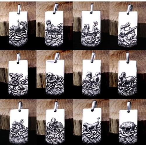 Handmade 100% 925 Sterling Silver the Chinese 12 Animal Pendant the Chinese Zodiac Pendant Good Luck Animal Amulet Pendant