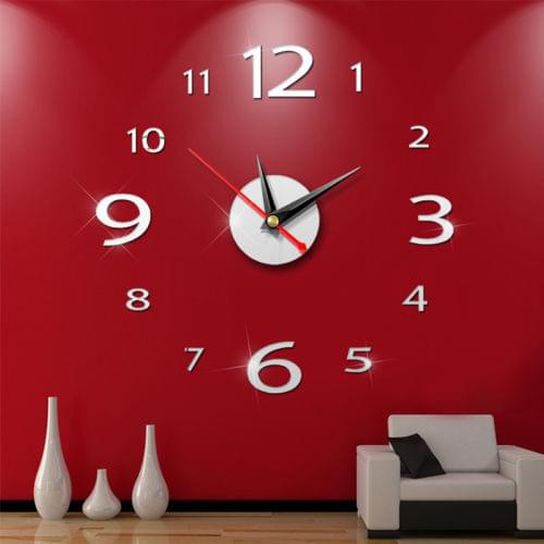 Modern Large 3D Mirror Surface Wall Clock 3D Wall Sticker Home Office Room DIY Wall Decor Home Decor Accessories