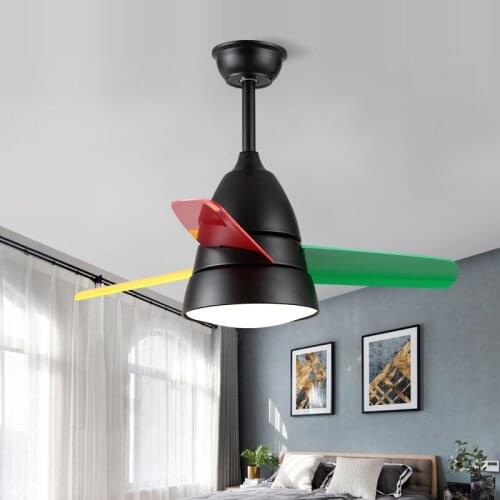 Modern Colorful Ceiling Fans Lights Wall Contuol Remote Control 26/36 Inches DC 220V Home Deco For Parlor Bedroom Bar Restaurant