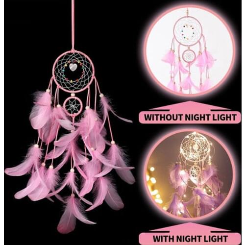 LED Wind Chimes Crafts Car Dromenvanger Creative Decoration Home Dreamcatcher Feathers Wall Hanging Gift Ornament