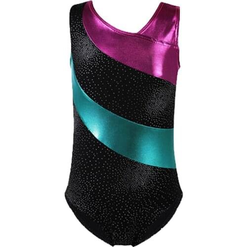 Tank Gym Leotard Girls Shiny Fabric Sleeveless Gymnastic Leotards Acrobatics for Kids Metallic Sparkle Ballet Dance Bodysuits