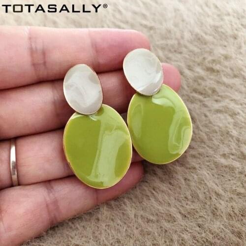 TOTASALLY Brand New Enamel Oval Leaf Earrings for Women Romantic Drop Earring Anti-allergy Girls Ear Jewelry Gifts Dropship