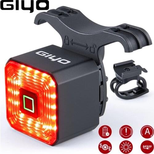 GIYO Smart BikeTail Light Bicycle Rear lamp Ultra Bright Auto On/Off USB Waterproof Cycling LED Red Alert cycling Back Brake