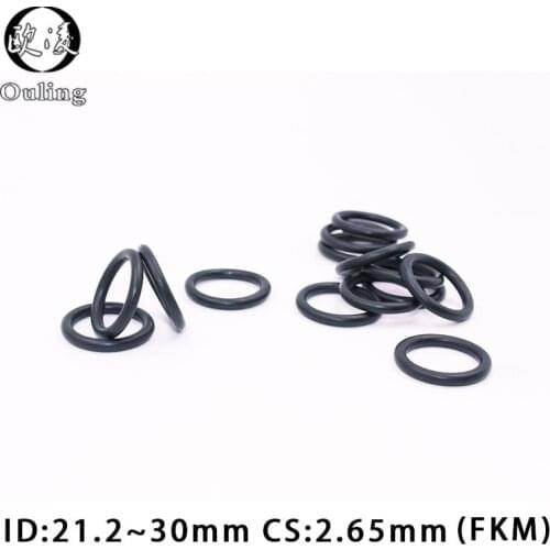 5PCS Fluorine rubber Ring Black FKM O ring Seal CS:2.65mm ID21.2/22.4/23.6/25/25.8/26.5/28/30mm Rubber O-Ring Seal Ring Gasket