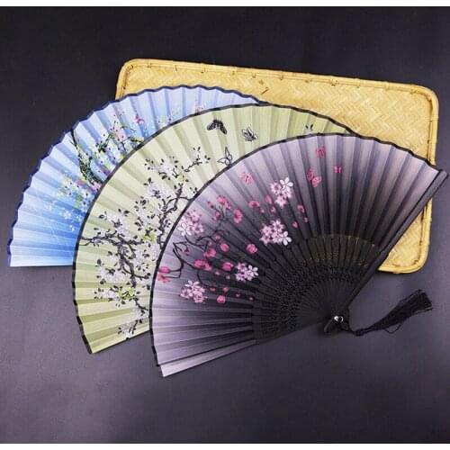Fan Chinese Japanese Style Folding Fan Home Decoration Ornaments Pattern Art Craft Gift Wedding Dance Hand Fan
