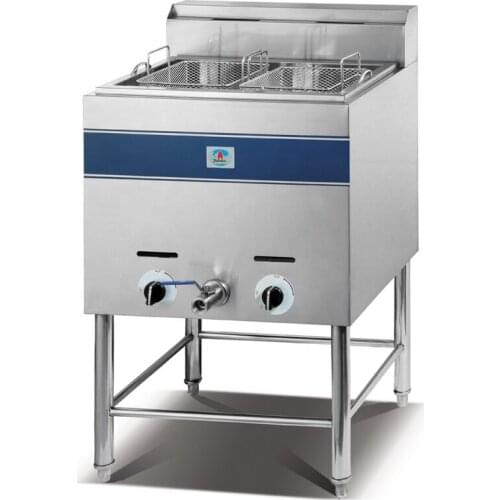30L Vertical Floor Type Gas Fryer Chips Frying Machine 1-tank 2-basket Gas Fryer