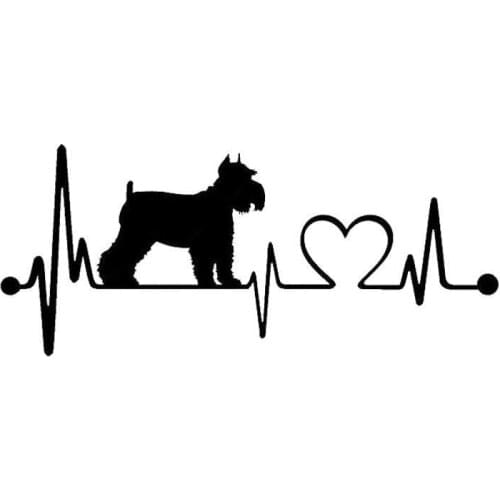 Schnauzer Heartbeat Dog Car Stickers Waterproof Vinyl Decal Car Styling Bumper Decoration Black/Silver 15*6CM