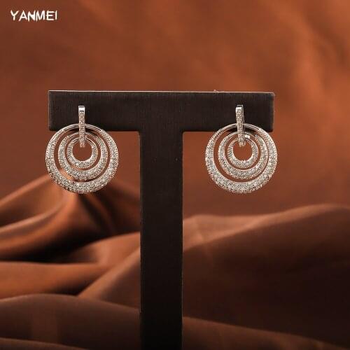 Ring Movable Earrings for Women Luxury Aaa Cubic Zirconia Female Bride Wedding Dress Accessories Holiday Elegant Jewelry