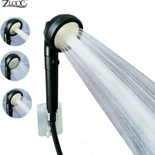Zloog New Black Filter Shower Head 3 Function High Pressure Mineral Balls Vitamin C SPA Shower Head with Stop Button