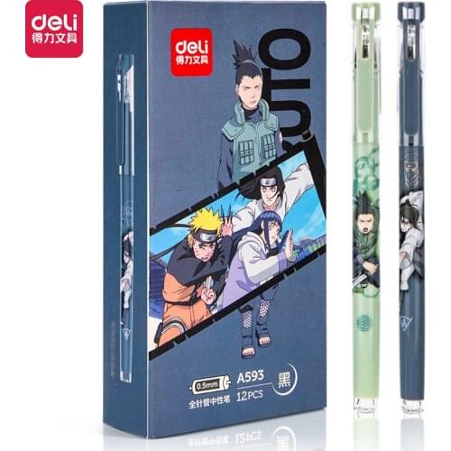 Deli Pens 2 Pcs Naruto Gel Pens Cute Stationery Supplies Japanese Cartoon Anime Pen Office Accessories Kids Gift for Prizes
