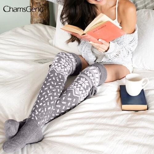 2021 Christmas Stockings Fashion Womens Stockings Sexy Warm Thigh High Over The Knee Socks Xmas Print Long Cotton Stockings