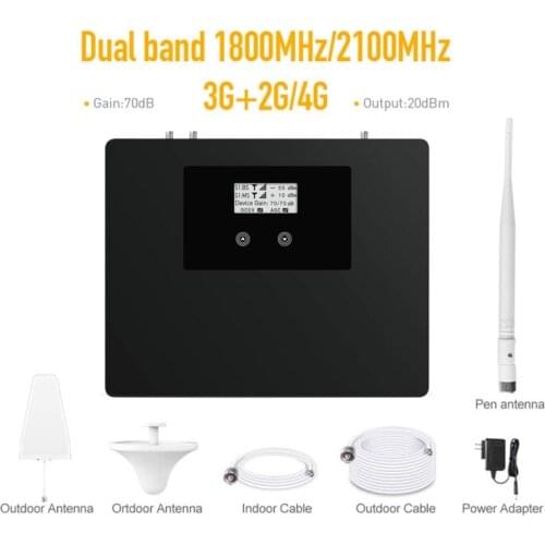 2021new Dual band 2G 3G 4G Cellular Signal 1800/2100MHz Mobile Signal Booster Repeater/Amplifier for Europe Assia etc