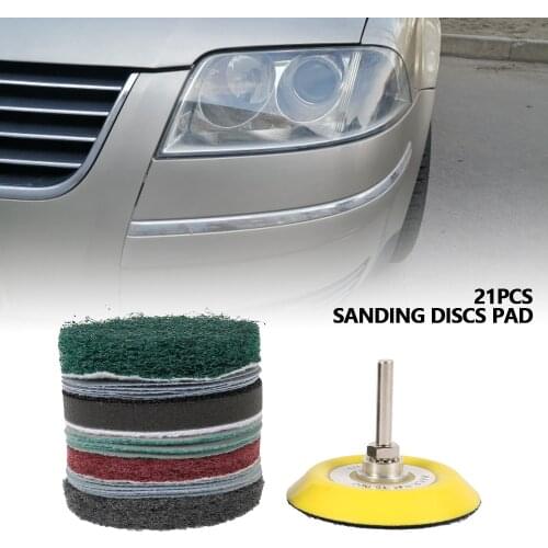 21Pcs/set DIY Car Lights Polishing Sanding Discs Kit Repair Set Mop Pad M16 Drill Adapter headlight restoration kit