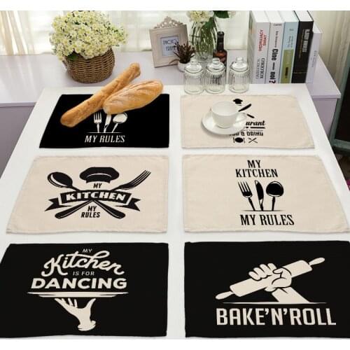 42*32cm Western Food Pattern Series Pad Dining Table Mats Coaster Bowl Cup Mat Cotton Linen Kitchen Table Placemat Accessories