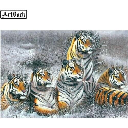 5d diy diamond painting cross stitch tiger full square drill diamond embroidery animal crafts home decoration wall stickers