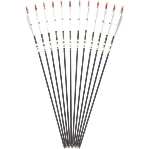 6/12/24pcs 80CM Carbon Arrows Spine 500 OD7.6mm ID6.2mm with Turkey Feather With For Practice Hunting Shooting Archery