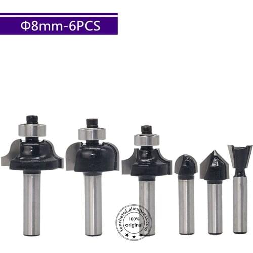 8mm shaft-6PCS,free shipping cnc tungsten solid carbide woodworking router bit,Trimmer wood milling cutter,wood tool set