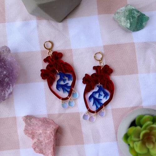 Anatomical Heart Earrings,fun Earrings, Gifts for Her, Gifts for Him, Kawaii Earrings , Quirky Earrings , Heart Earrings