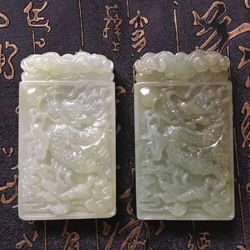 Antique jade natural jade pearl pendant double brand old ERON Xiuyan Jade Pendant Business Flourishes