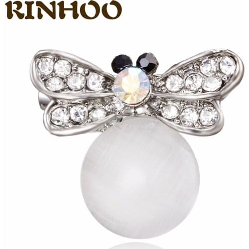 Cartoon Cute Bee Fly Insect Brooch Fashion Rhinestone Opal Honeybee Lapel Pin Kids Girls Personality Bag Hat Clothes Accessories