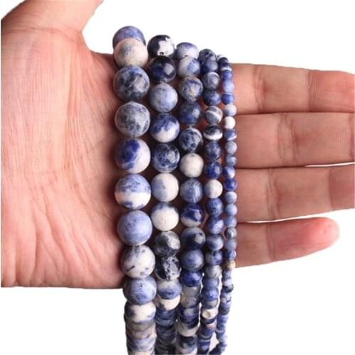 Natural Sodalite Beads Round Loose Stone DIY Bracelet Necklace Jewelry Making