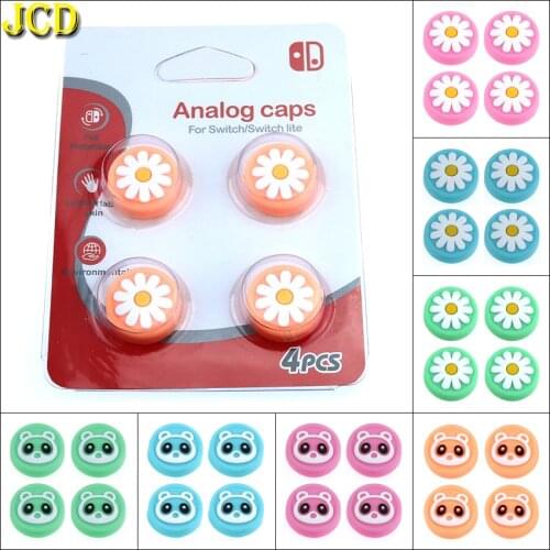 YuXi Cute Bear & Daisy Thumbstick Case For Nintend Switch Lite NS Joy-Con Controller Thumb Stick Grip Cap Joystick Cover