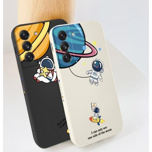 Yellow Planet Astronaut Case For Samsung Galaxy S21 S20 FE S10 S9 Ultra Plus S10e Note 20 ultra 10 9 Plus Phone Back Cover Coque