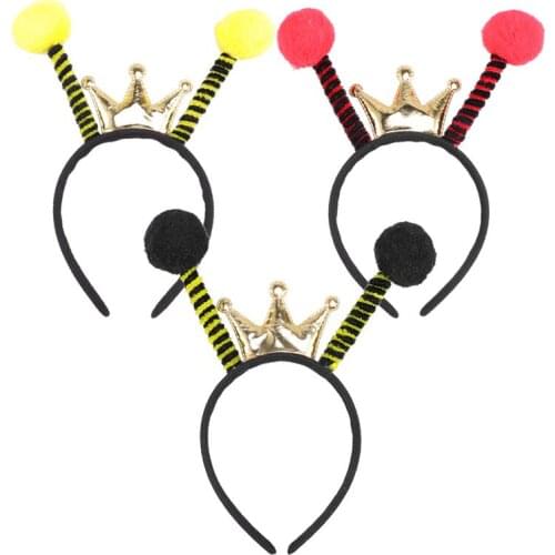 Adult Kids Bee Ant Fly Ladybug Headband Antenna Ball Hair Band Headwear Hair Hoop Dress Party Favors Gift Christmas Halloween